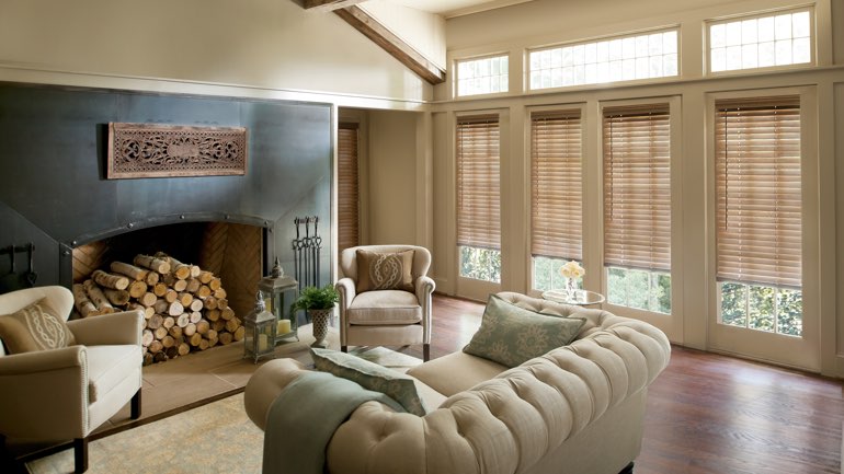 Fort Lauderdale fireplace with blinds